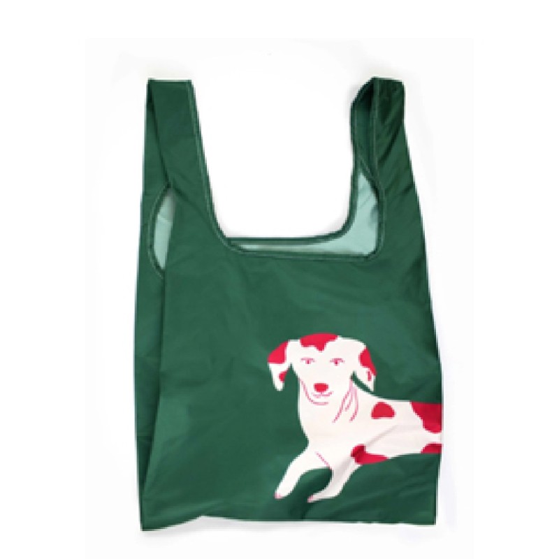 MEDIUM REUSABLE BAG, Dog Pink - Green