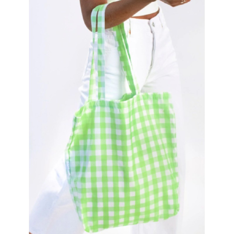 TOTE BAGS, Lime Green Gingham