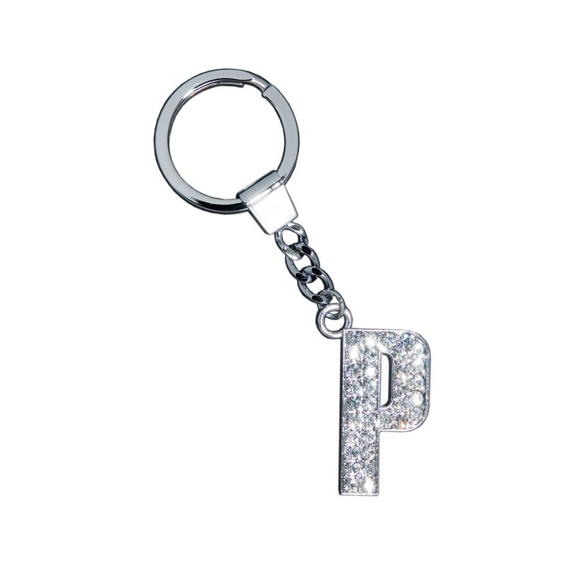 GLAMOUR, KEYRING LETTER P, CLEAR, con cristalli Sw