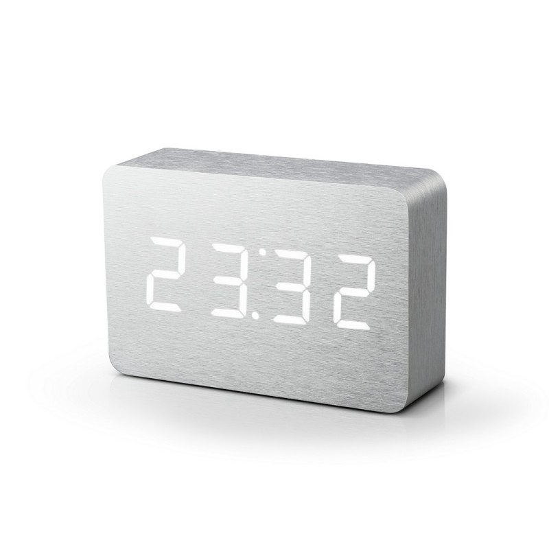 BRICK CLICK CLOCK, Aluminium / White Led